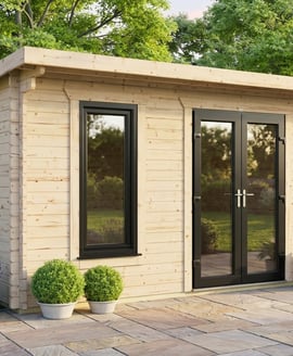 Power 14x12 Pent Log Cabin 44mm