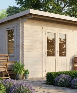 Power 14x14 Pent Log Cabin 28mm