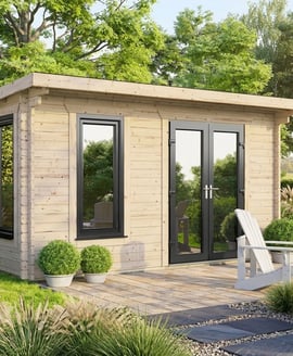 Power 14x14 Pent Log Cabin 44mm