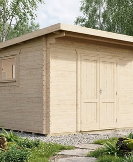 Power 14x14 Pent Workshop Log Cabin
